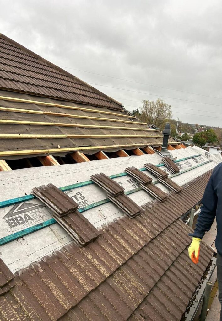 This is a photo of a roof installation being carried out in Hunstanton. Installation carried out by Hunstanton Roofing Services