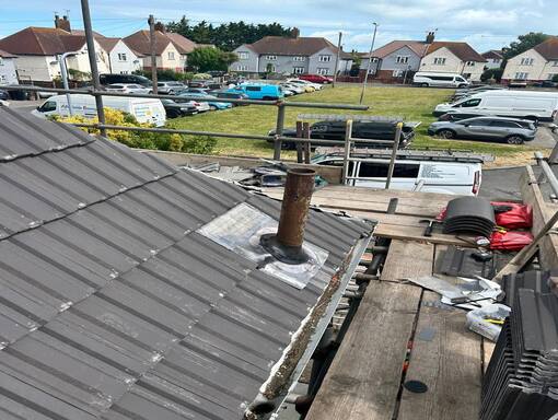 Hunstanton Roofing Services 18 This is a photo of a roof installation being carried out in Hunstanton. Installation carried out by Hunstanton Roofing Services